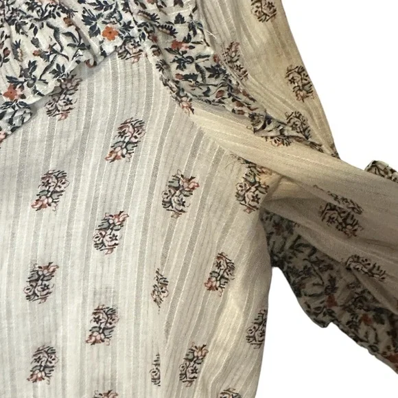 Veronica Beard Size 0 Abra Blouse Cotton Floral Print Pattern Ruffle Long Sleeve - Picture 5 of 9